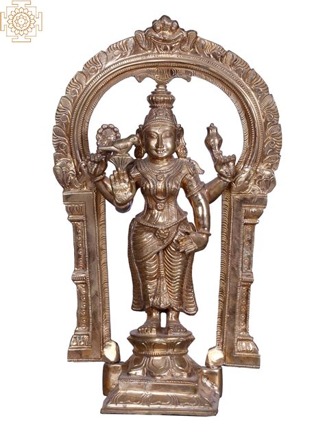 Goddess Meenakshi With Arch Brass Statue Exotic India Art