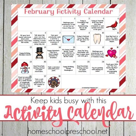 Free February Activity Calendar For Preschoolers Calendar Activities