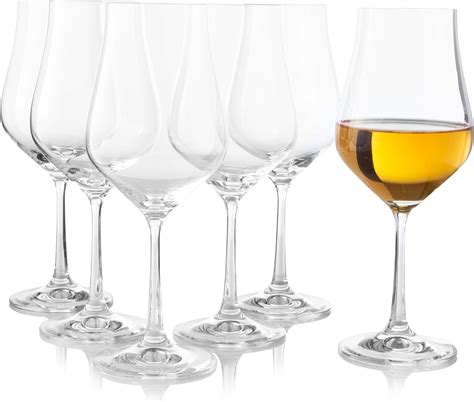 White Wine Glasses Set Of 6 Stemmed Tulip Shape Elegant Universal Durable And Crystal Clear