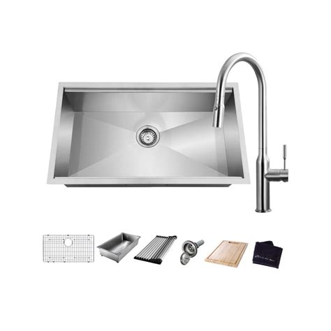 Glacier Bay All In One Undermount Stainless Steel 30 In Single Bowl