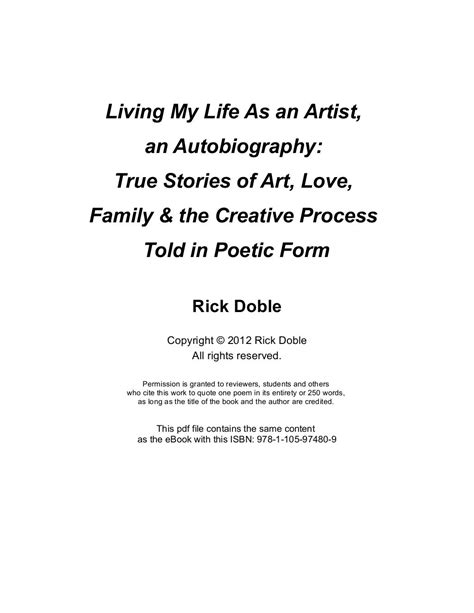 Living My Life As An Artist An Autobiography True Stories Of Art