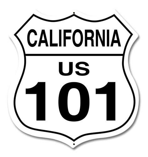 California Us Route 101 Sign Garage Art