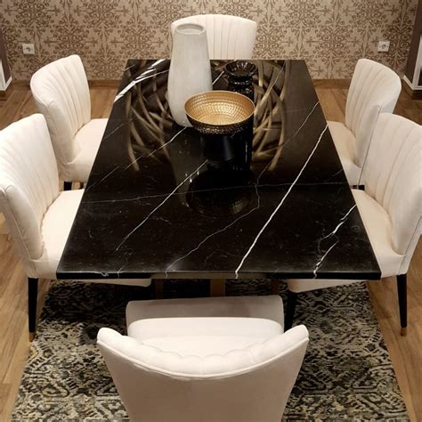 Black Marble Dining Table Amardeep Interior