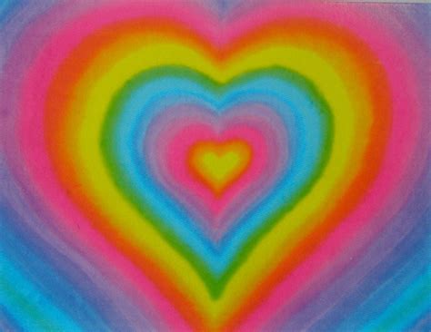 Pack Of 10 Rainbow Hearts Art Postcards Healing Colours
