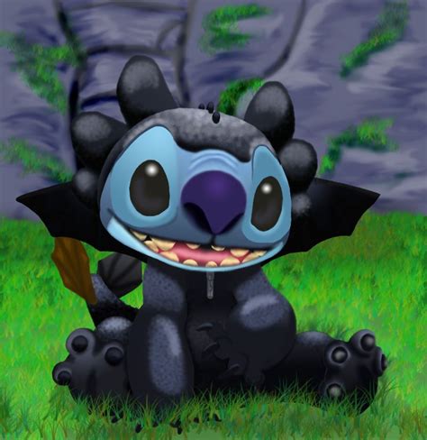 Stitch As Toothless Finished By Stitch Blue Deviantart Com On