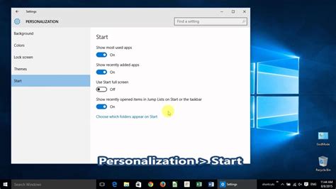 Windows 10 Choose What Folders Appear On Start Menu Youtube