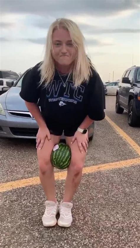 Girl Crushes Watermelon Between Her Legs After Numerous Attempts Poke