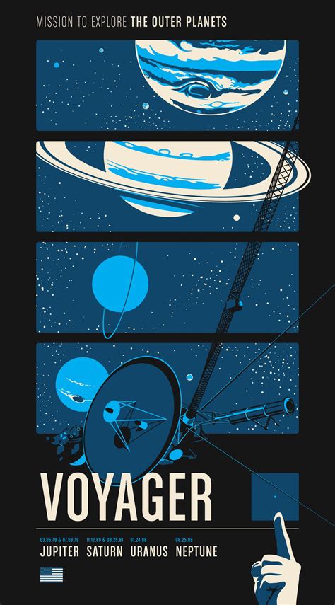 Voyager Mission To Explore The Outer Planets Part Of A Series Of Posters Based On Five Robotic