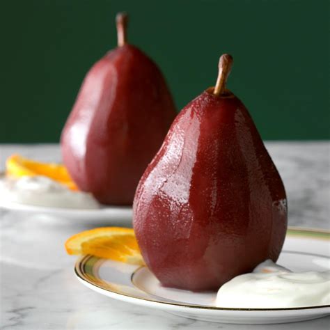Poached Pears With Orange Cream Recipe How To Make It Taste Of Home