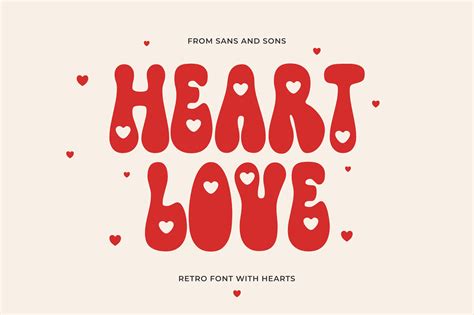 Heart Love Retro Font Heart Font Romantic Font Wedding Font Groovy Font Boho Font Modern