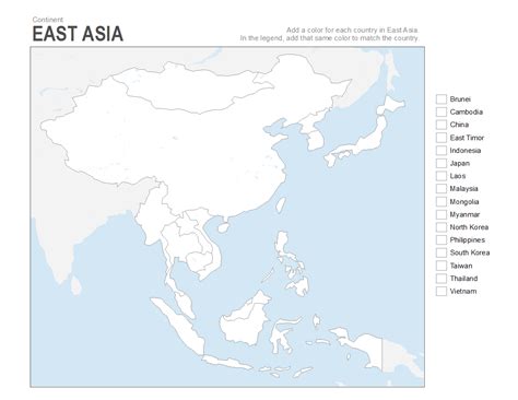 East Asia Blank Map Printable