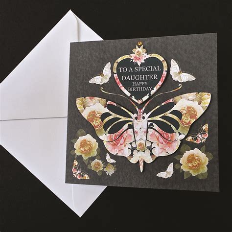 A Butterfly Of Roses Happy Birthday Daughter Card Decorque Cards