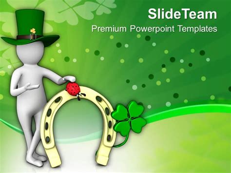 St Patricks Day Man With Clover Flower Of Irish Culture Templates Ppt
