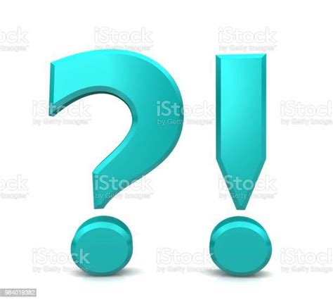 Question Mark Exclamation Mark Cyan Turquoise 3d Exclamation Point