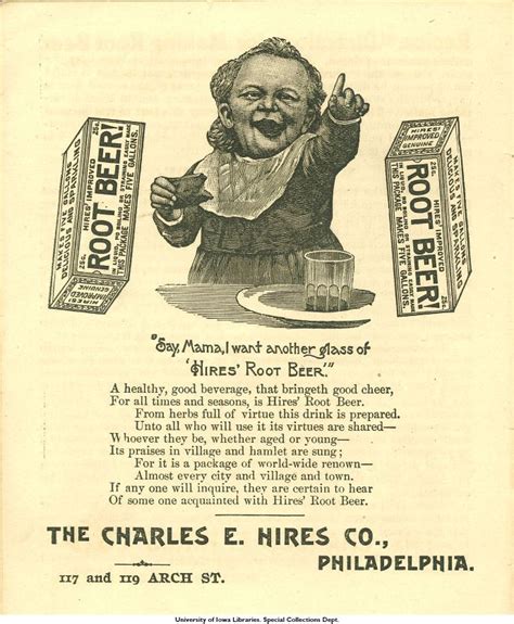 from an 1891 pamphlet advertising hires root beer hires root beer root beer good cheer