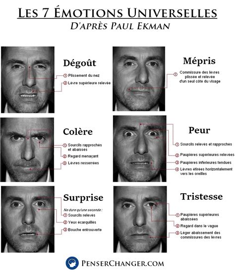 Les 7 Émotions Universelles Paul Ekman Expression Visage Émotions Expressions