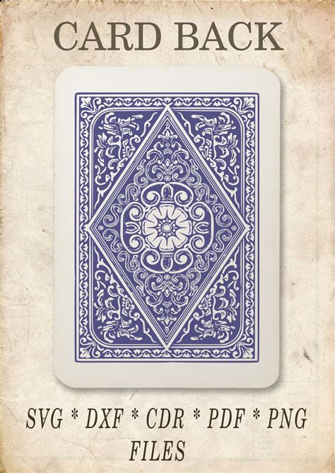 Vintage Card Back Playing Card Drawing Card Back Vector Etsy
