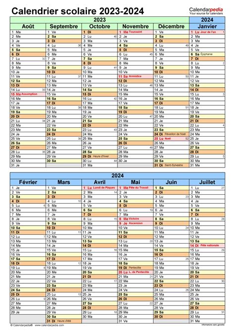 Calendrier Scolaire 2023 2024 Excel Word Et Pdf Calendarpedia Aria Art