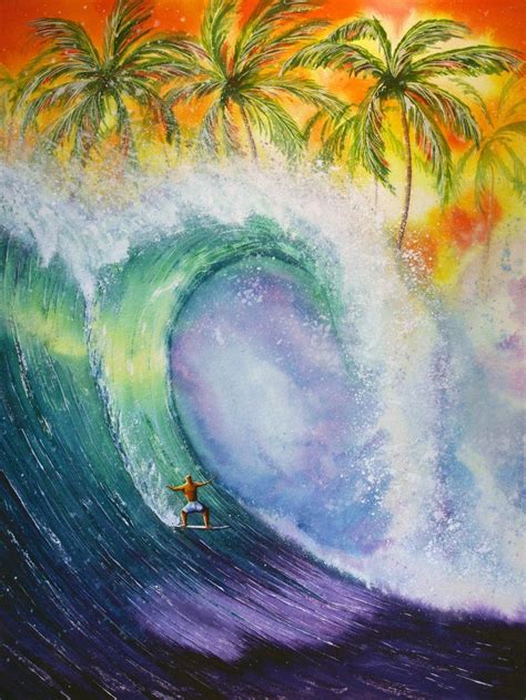 This Is An Art Print From An Original Watercolor Painting Of A Surfer
