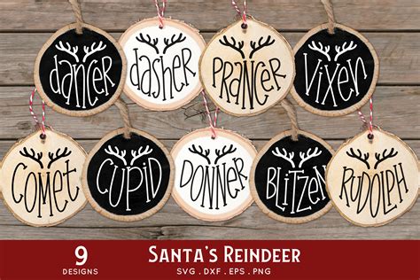 Reindeer Names Christmas Ornaments Svg Graphic By Peachycottoncandy