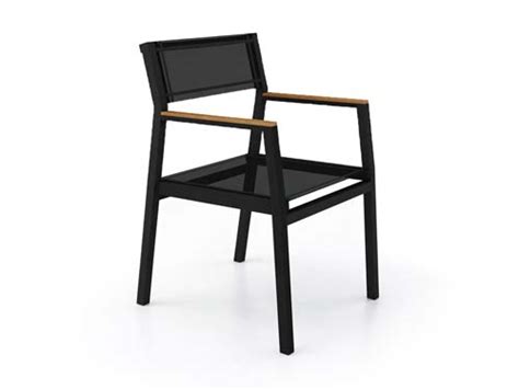 Modern White Black Aluminum Teak Dining Chair Patio