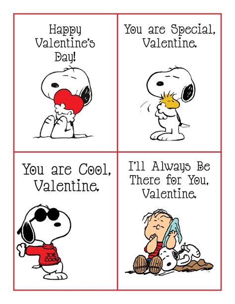 Peanuts Valentine Free Printable Cards Featuring Snoopy Printable