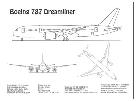 Boeing 787 Dreamliner Airplane Blueprint Drawing Plans Bd Digital
