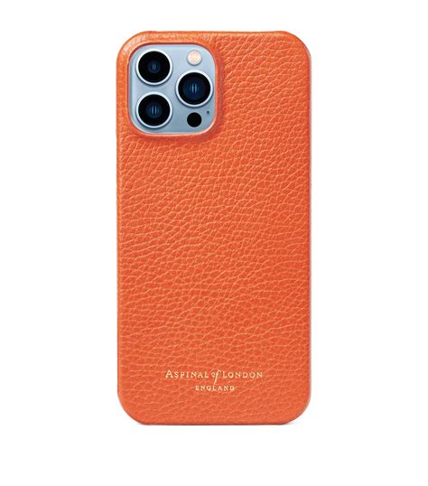 Aspinal Of London Orange Leather Iphone 13 Pro Max Case Harrods Uk