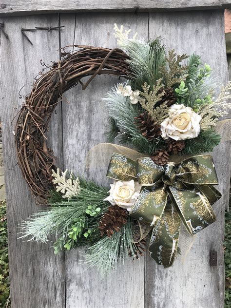 All Winter Long Farmhouse Grapevine Wreath For Door After Christmas