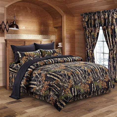 The Woods Black Camouflage Full 8pc Premium Luxury Comforter Sheet