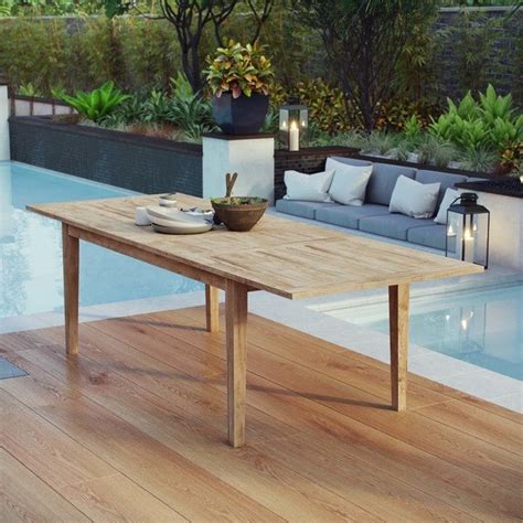 Our modern designed teak wood dining tables bring value and quality to the dining area for your indoor furniture and it will furnish your home with style, you will find originality and simplicity combine with materials & accurate craftsmanship. Shop Marina Outdoor Patio Teak Dining Table - On Sale ...