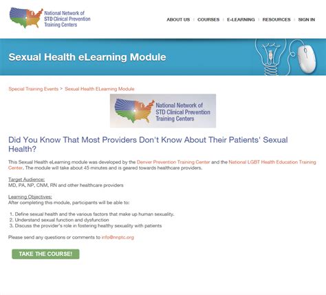 Sexual Health Elearning Module National Prevention Information