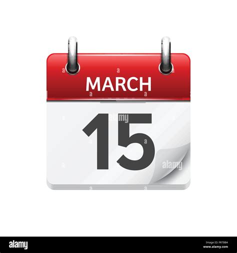 March 15 Vector Flat Daily Calendar Icon Date And Time Day Month