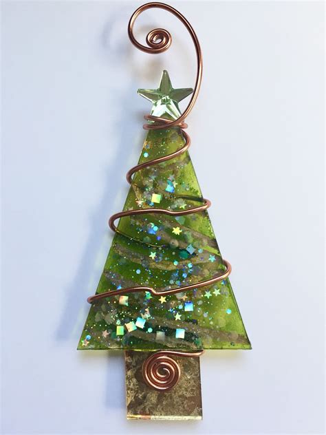 Christmas Green And Gold Foil Tree With Wire Wrapping Glass Etsy In