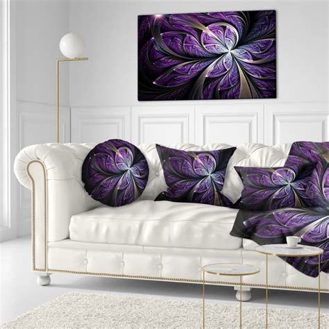 Designart Glittering Purple Fractal Flower Floral Throw Pillow