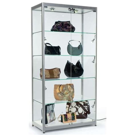Tempered Glass Curio Cabinet With 8 Halogen Lights 78 X 40 X 16 5 Inch Free Standing Locking