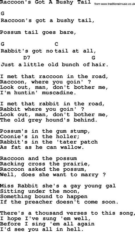 Top 1000 Folk And Old Time Songs Collection Raccoons Got A Bushy Tail