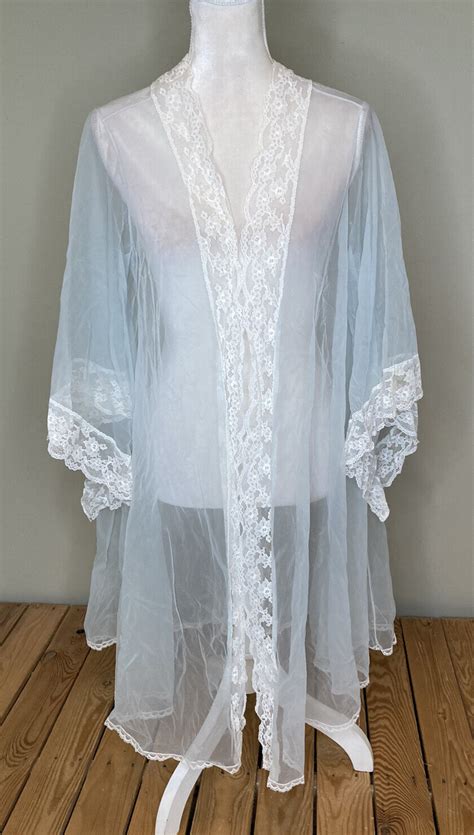 miss elaine women s vintage sheer lace robe size m li… gem