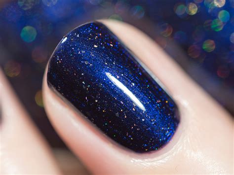 Looking Up Midnight Blue Holographic Nail Polish By Ilnp