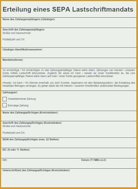 Name und anschrift des zahlungsempfängers (gläubigers) 1.mtsc e.v. Limitierte Auflage Sepa Lastschriftmandat Vorlage Pdf ...