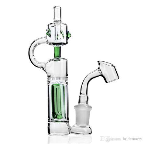 Green Small Glass Water Bongs Dab Rigs Percolater Oil Rig With 14mm