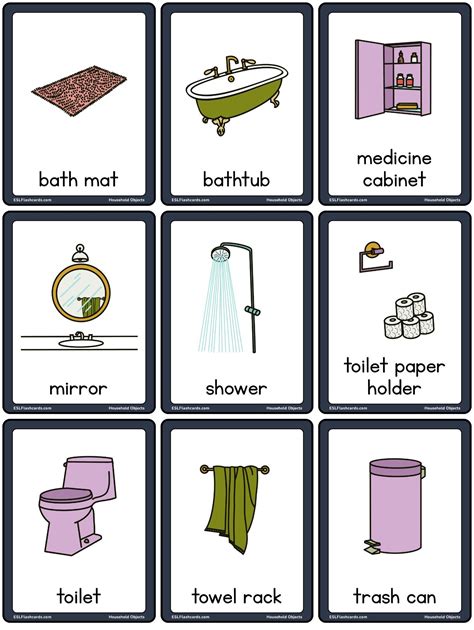 Household Objects Esl Flashcards Printable Flash Cards Flashcards