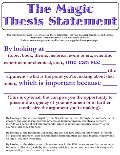 Most thesis statements are placed at the. Thesis statement formula. Developing a Thesis Statement. 2019-02-24