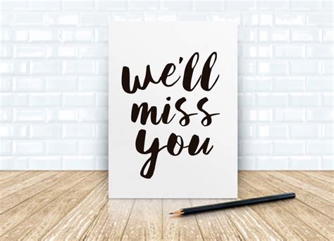 Well Miss You Printable Greeting Cards Typography