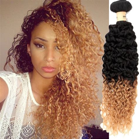 Perruque 1b27 Blonde Peruvian Hair Weave Curly Ombre Peruvian Afro