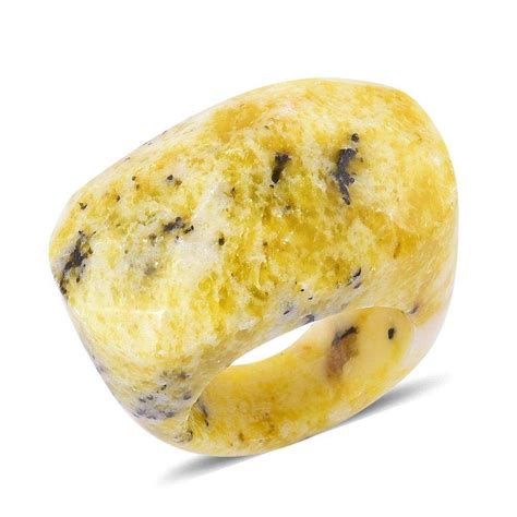 Yellow Gemstone Serpentine Ring No Metal 119500 Ct Gemstone Rock Ring
