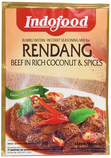 Indofood Bumbu Rendang Beef In Chilli And Coconut Mix 160z Beef