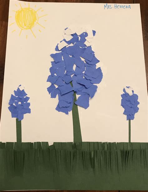 Tear Paper Art Bluebonnet Craft Kids Craft 4th Grade Texas