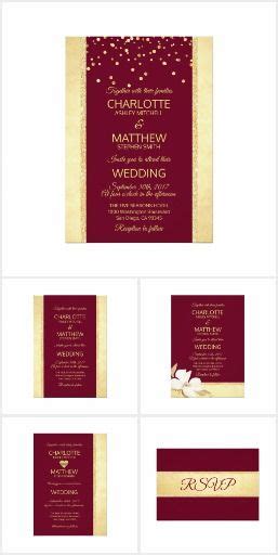 Wedding Stationery With Red And Gold Accents On The Front Maroon And
