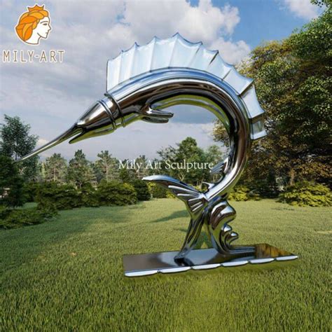 Stainless Steel Marlin Fish Sculpture Outdoor Decor Manufacturer Mlss